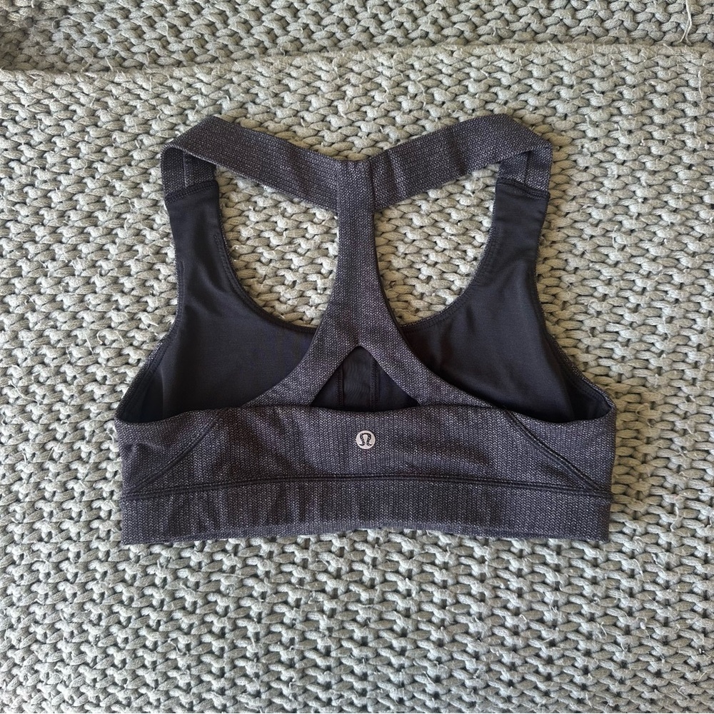 lululemon athletica Dark Gray Black Racerback Sports Bra Fast Lane Bra